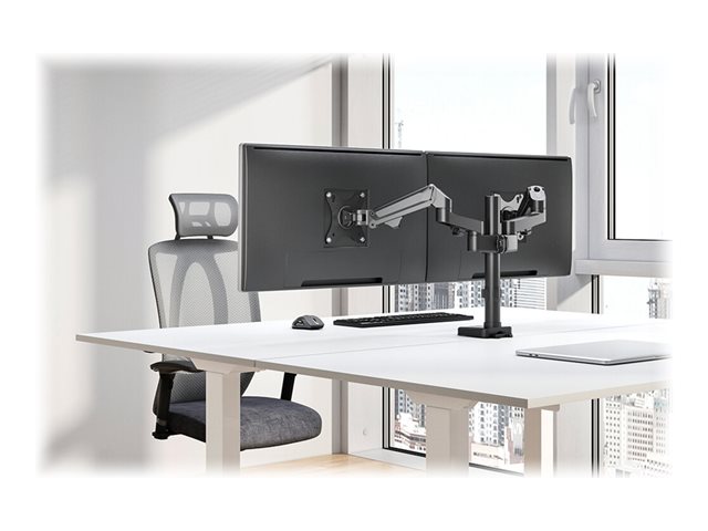 Neomounts DS70-750BL2 - Mounting kit (desk mount) - full-motion adjustable dual arm - for 2 LCD displays - black - screen size: 17\"-27\" - clamp mountable, grommet