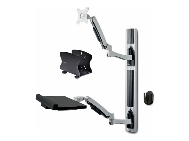StarTech.com Wall Mount Workstation, VESA Mount For 32\" Monitors (22lb/10kg), Fully Articulating Arms For Single Monitor Mount & Keyboard Tray, Includes Desktop Computer/PC Bracket - Ergonomic Standing Desk (2PASTSC-WALL-MOUNT) - Mounting kit - works