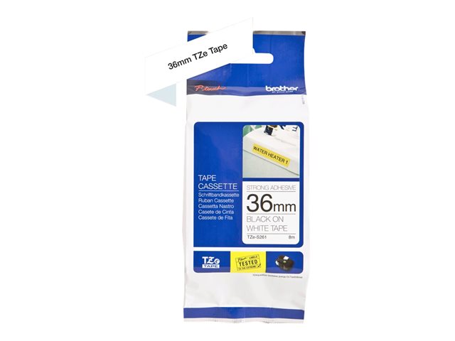 Brother TZe-S261 - Extra strength adhesive - black on white - Roll (3.6 cm x 8 m) 1 cassette(s) laminated tape - for P-Touch PT-3600, 9200, 9500, 9600, 9700, 9800, D800, P900, P950, P-Touch Cube PT-P910