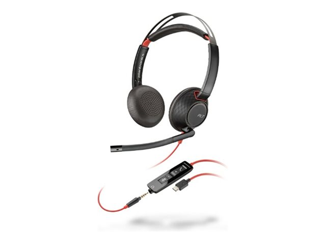 Poly Blackwire 5220 Stereo USB-C Headset +3.5mm Plug +USB-C/A Adapter - Replaces Poly SKU 207586-01