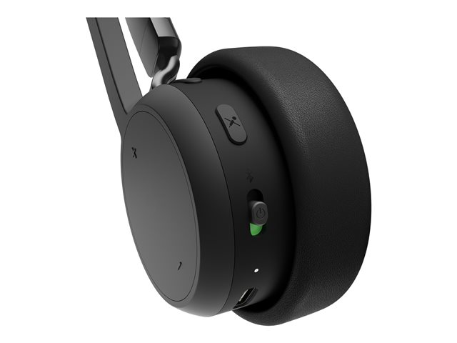 Lenovo - Headphones with mic - on-ear - wireless - black
