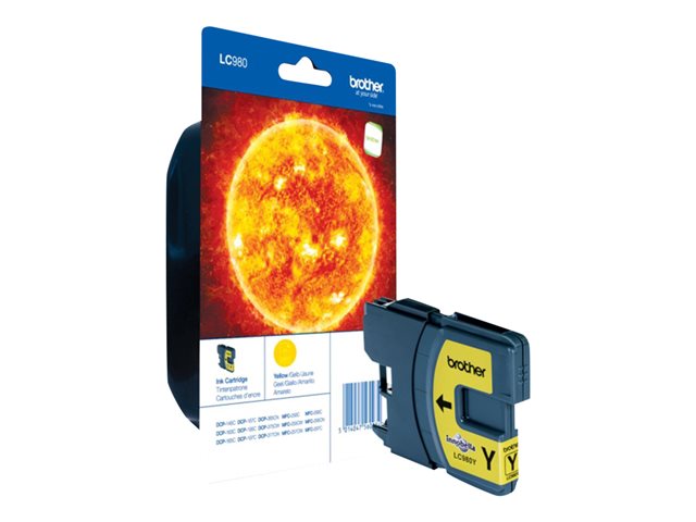 Brother LC980YBP - Yellow - original - blister - ink cartridge - for Brother DCP-145, 163, 165, 195, 365, 373, 375, 377, MFC-250, 255, 290, 295, 297
