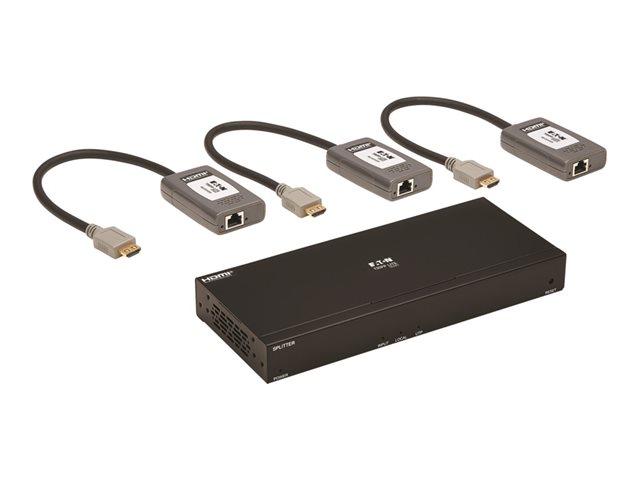 Eaton Tripp Lite Series HDMI over Cat6 Extender Kit, 4-Port Splitter/3x Pigtail Receivers - 4K 60 Hz, HDR, 4:4:4, PoC, 230 ft. (70.1 m), TAA - Video/audio extender - over CAT 6 - up to 70.1 m - TAA Compliant - for P/N: B127A-1P0-PH