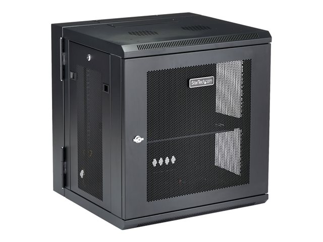 StarTech.com 12U 19\" Wall Mount Network Cabinet, 16\" Deep Hinged Locking IT Network Switch Depth Enclosure, Vented Computer Equipment Data Rack with Shelf & Flexible Side Panels, Assembled - 12U Vented Cabinet (RK12WALHM) - Rack enclosure cabinet - wall mountable - black - 12U