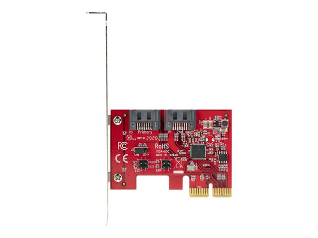 StarTech.com SATA PCIe Card, 2 Port PCIe SATA Expansion card, 6Gbps SATA Card, Full/Low Profile, PCI Express to SATA Adapter, ASM1062R SATA RAID Controller Card - PCIe to SATA Converter - Storage controller - SATA 6Gb/s - low profile - RAID RAID 0, 1, JBOD - PCIe 2.0 x2 - red