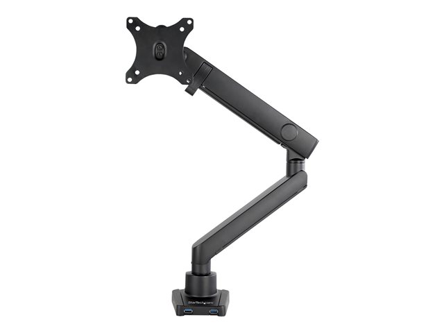 StarTech.com Desk Mount Monitor Arm with 2x USB 3.0 ports, Slim Full Motion Adjustable Single Monitor VESA Mount up to 17.6lbs (8kg) Display, Ergonomic Articulating Arm, Desk Clamp/Grommet - One-touch Adjustment (ARMSLIM2USB3) - Mounting kit (articulating arm, desk clamp mount, grommet clamp) - Slim Full-motion - for LCD display/ curved LCD display - heavy duty aluminium - black - screen size: 17\"-34\" - desk-mountable