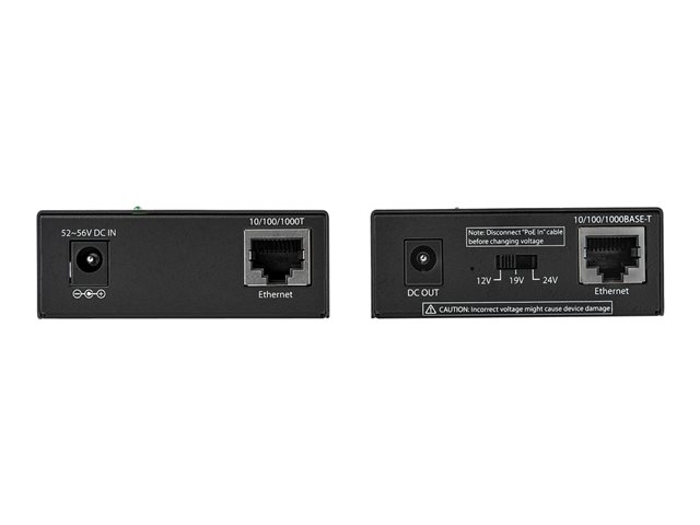 StarTech.com 1 Port Gigabit PoE Injector & Splitter Kit, 60W High Power over Ethernet Injector 100m/12-24V DC Splitter 802.3bt Midspan Single Port Ultra PoE LAN/RJ45 Security/Monitoring - PoE Injector/Splitter (UPOESPLT1G) - PoE injector + PoE splitter - 60 Watt - black, brown
