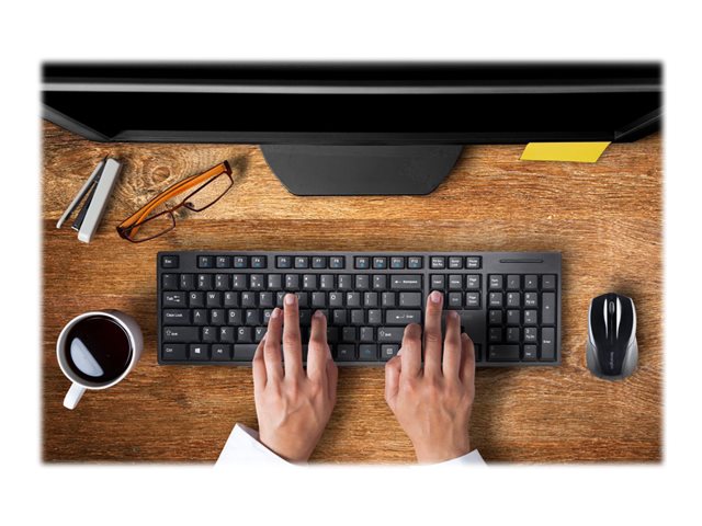 Kensington Pro Fit Low-Profile Desktop Set - Keyboard and mouse set - wireless - 2.4 GHz - French - black