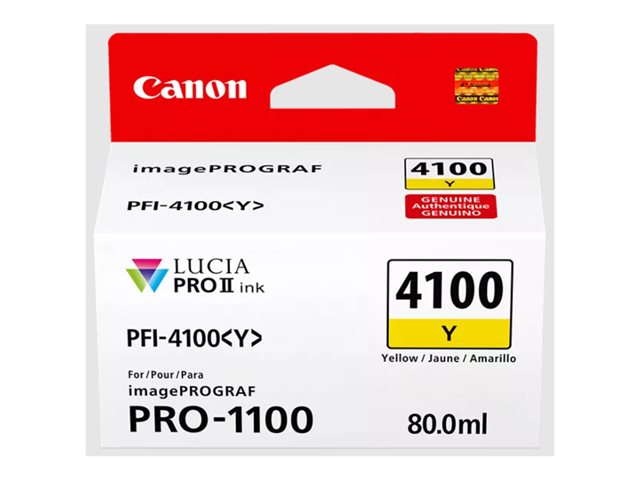 Canon PFI-4100 Y - 80 ml - yellow - original - hanging box - ink tank - for imagePROGRAF PRO-1100