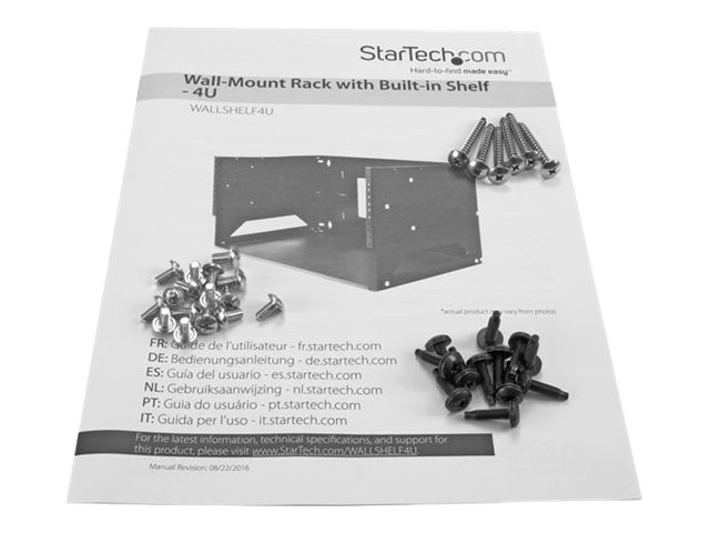 StarTech.com 4U Open Frame Wall Mount Network Rack w/ Built in Shelf - 2-Post Adjustable Depth (12\" to 18\") Equipment Rack - 75.2lbs (WALLSHELF4U) - Rack (wall mount) - black - 4U - 19\" - for P/N: CABSCRWS1032