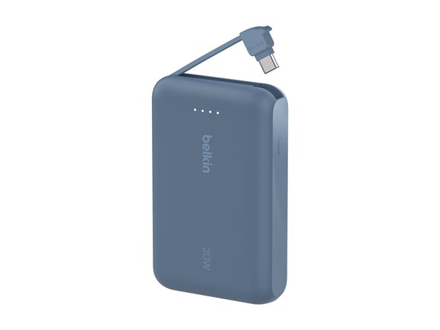 10k PD20w Integrated USB-C Cable Power Bank, Blue