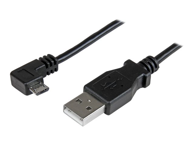 StarTech.com 2m 6 ft Micro-USB Charge-and-Sync Cable - Right-Angle Micro-USB - M/M - USB to Micro USB Charging Cable - 24 AWG (USBAUB2MRA) - USB cable - Micro-USB Type B (M) to USB (M) - USB 2.0 - 2 m - molded, right-angled connector - black - for P/N: USB2PCARBK, USB2PCARBKS, USBEXTAA10BK, USBEXTAA6BK, USBLT2PCARW, USBUB2PCARB