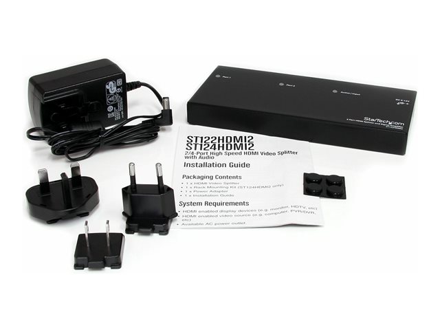 StarTech.com HDMI Splitter 1 In 2 Out - 1080p - 2 Port - Signal Amplifier - Rugged - HDMI Multi Port - HDMI Audio Splitter (ST122HDMI2) - Video/audio splitter - 2 x HDMI - desktop - for P/N: SVA12M2NEUA, SVA12M5NA