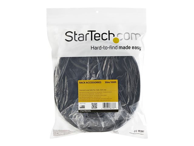 StarTech.com 25ft. Hook and Loop Roll - Cut-to-Size Reusable Cable Ties - Bulk Industrial Wire Fastener Tape - Adjustable Fabric Wraps - Black (HKLP25) - Cable tie roll - 7.62 m - for P/N: CABSHF2POST2, HKLP25BL, HKLP25GN, HKLP25RD, HKLP25YW, RK4OD