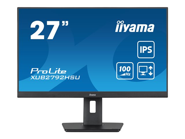 iiyama ProLite XUB2792HSU-B6 - LED monitor - 27\" - 1920 x 1080 Full HD (1080p) @ 100 Hz - IPS - 250 cd/m² - 1300:1 - 0.4 ms - HDMI, DisplayPort - speakers - matte black