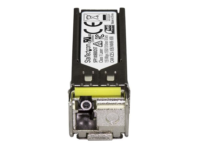 StarTech.com MSA Uncoded SFP Module, 100BASE-BX, 100Mb Ethernet Bi-Directional (BiDi) Fiber Single Strand SFP Transceiver (SMF), LC 10km , Mini GBIC Transceiver SFP Module, Downstream - Lifetime Warranty (SFP100BBXDST) - SFP (mini-GBIC) transceiver module - 100Mb LAN - 100Base-BX - LC single-mode - up to 10 km - 1550 (TX) / 1310 (RX) nm