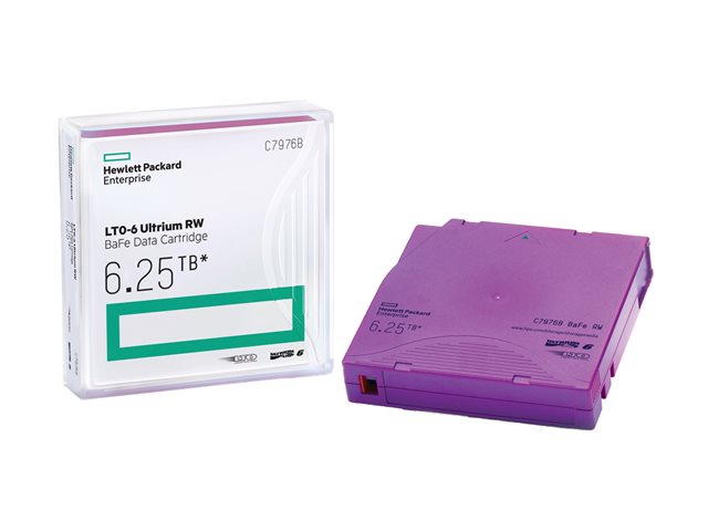 HPE Ultrium BaFe RW Custom Labeled Data Cartridge - 20 x LTO Ultrium 6 6.25 TB - labeled - purple - for StorageWorks SAS Rack-Mount Kit
