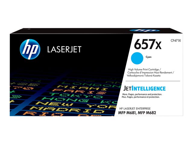 HP 657X - High Yield - cyan - original - LaserJet - toner cartridge (CF471X) - for Color LaserJet Enterprise MFP M681, LaserJet Enterprise Flow MFP M681, MFP M682