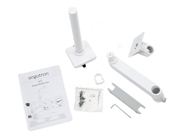 Ergotron NX - Mounting kit (arm assembly, attachment hardware, base, pole, pivot) - for Monitor - white - screen size: up to 34\" - desk-mountable