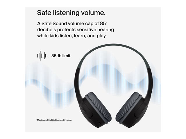 Belkin SoundForm Mini - Headphones with mic - on-ear - Bluetooth - wireless, wired - 3.5 mm jack - black