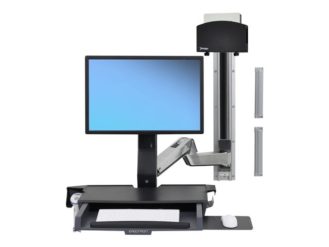 Ergotron StyleView Sit-Stand Combo Extender - Short - mounting component (extender arm, wall track slider, arm cover) - polished aluminium, high-grade plastic - silver