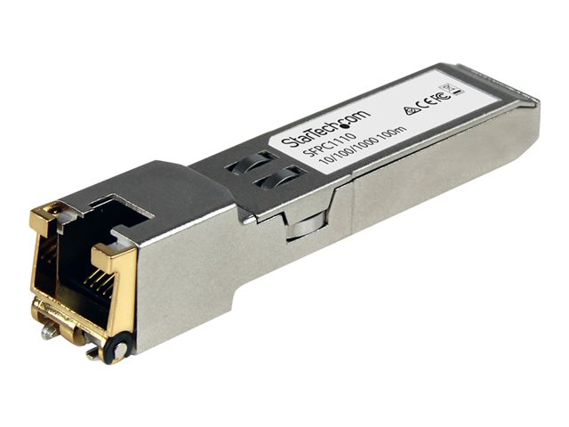 StarTech.com Cisco SFP-GE-T Compatible SFP Module, 1000BASE-T, SFP to RJ45 Cat6/Cat5e, 10/100/1000 Mbps, RJ-45 (Copper) 100m, Cisco IE3400, IE3300, IE3200, 1000MbE Mini GBIC Transceiver - Lifetime Warranty (SFPC1110) - SFP (mini-GBIC) transceiver module - 1GbE - 1000Base-TX - RJ-45 - up to 100 m - for P/N: MCM1110SFP