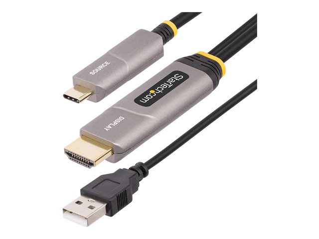 StarTech.com 30ft (9.15m) USB-C to HDMI 2.0 Active Optical Cable, 4K 60Hz - HDMI cable - 24 pin USB-C male to HDMI, USB (power only) male - 9.15 m - shielded/fibre optic - black - Active Optical Cable (AOC), 4K60Hz (3840 x 2160) support, active, Unidirectional