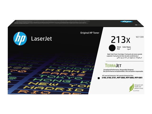 HP 213X - High Yield - black - original - LaserJet - toner cartridge (W2130X) - for Color LaserJet Enterprise 5700dn, 6700dn