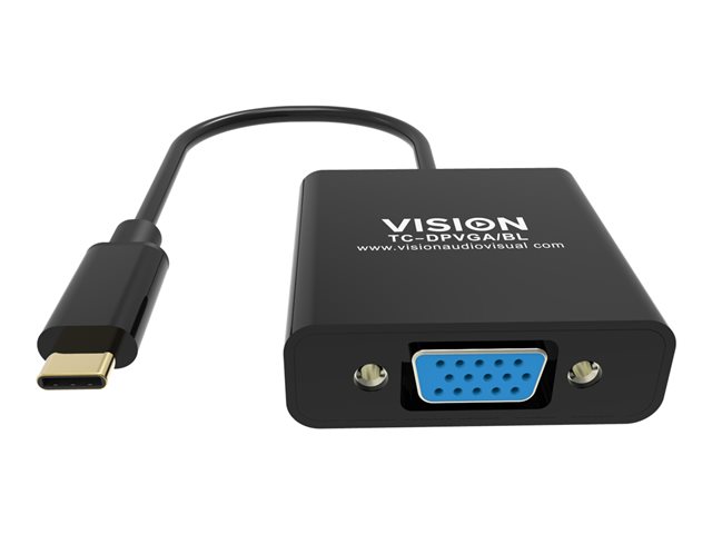 VISION Professional installation-grade USB-C to VGA adapter - LIFETIME WARRANTY - plugs into USB-C and has full-sized VGA socket - maximum resolution 2560 x 1600 @ 60 hz - USB-C 3.1 (M) to VGA (F) - driver built into adaptor - black