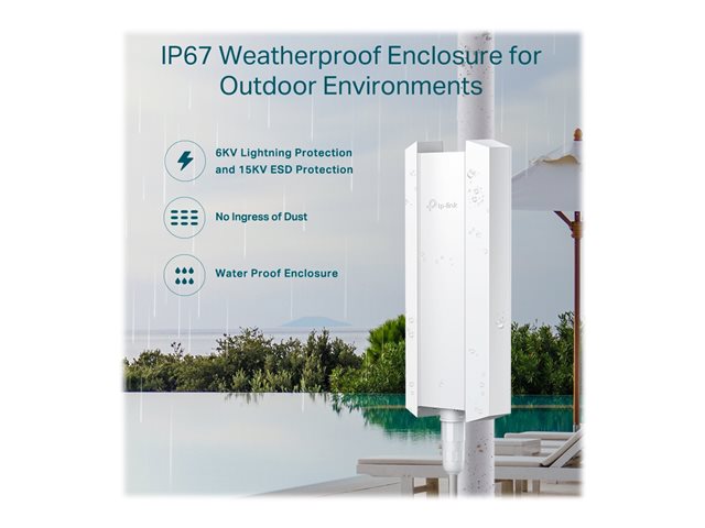 TP-Link Omada EAP610-Outdoor - Radio access point - Wi-Fi 6 - 2.4 GHz, 5 GHz - cloud-managed - wall / pole mountable