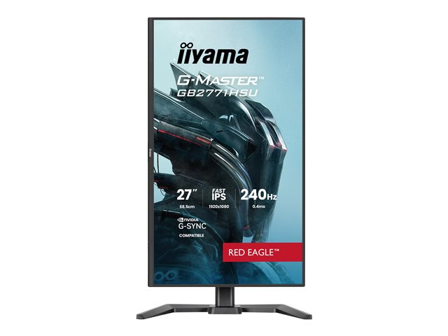 27\"WIDE LCD, G-Master Red Eagle, 1920 x 1080, 240 Hz Fast IPS panel, LED Bl., USB-Hub (1xOut v3.2 + 1xUSB-C(5 Watt)), Pivot, Height Adjust.(15cm), 350 cd/m², 1000:1 Static Contrast, 80.000.000:1 ACR, Speakers, DisplayPort(G-SYNC Compatible), HDMI(2x)
