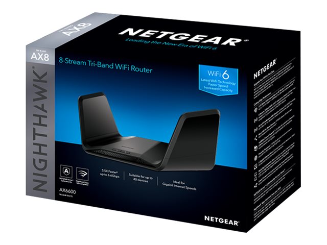 NETGEAR RAX70 - Wireless router 4-port switch - 1GbE - Wi-Fi 6 - Tri-Band