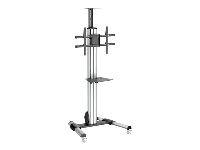 StarTech.com Heavy Duty Rolling Portable TV Cart Stand with Wheels - 32 to 75 inch - Adjustable Rotating Mobile Flat Panel Screen Mount (STNDMTV70) - Cart - for flat panel - plastic, aluminium, steel - black, silver - screen size: 32\"-70\" - for P/N: HDMIPLATE