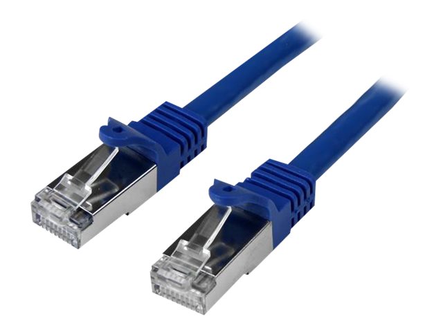 StarTech.com 2m CAT6 Ethernet Cable, 10 Gigabit Shielded Snagless RJ45 100W PoE Patch Cord, CAT 6 10GbE SFTP Network Cable w/Strain Relief, Blue, Fluke Tested/Wiring is UL Certified/TIA - Category 6 - 26AWG (N6SPAT2MBL) - Patch cable - RJ-45 (M) to RJ-45 (M) - 2 m - SFTP / 50 micron - CAT 6 - molded, snagless - blue