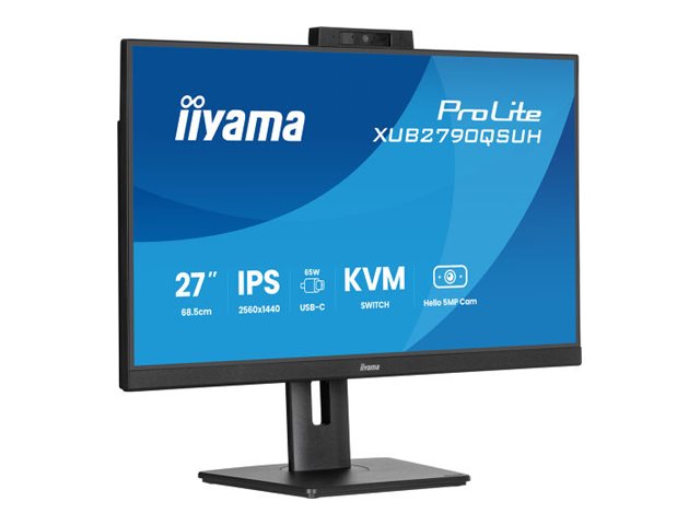 iiyama ProLite XUB2790QSUH-B2 - LED monitor - 27\" - 2560 x 1440 QHD @ 100 Hz - IPS - 250 cd/m² - 1300:1 - 0.4 ms - HDMI, DisplayPort, USB-C - speakers - black, matte