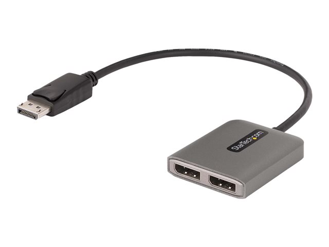 StarTech.com 2-Port DisplayPort MST Hub, Dual 4K 60Hz, DP to 2x DisplayPort Monitor Adapter, DP 1.4 Multi-Monitor Video Adapter w/ 1ft Built-in Cable, USB Powered, Windows Only - Multi Stream Transport Hub (MST14DP122DP) - Hub - 1 x DisplayPort + 1 x micro-USB + 2 x DisplayPort