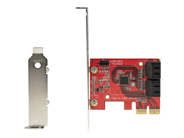 StarTech.com SATA PCIe Card, 4 Port PCIe SATA Expansion card, 6Gbps SATA Card, Low/Full Profile, SATA Stacked Connectors, ASM1164 Non-Raid SATA Controller Card - PCI Express to SATA Converter - Storage controller - SATA 6Gb/s - low profile - PCIe 3.0 x2 - red