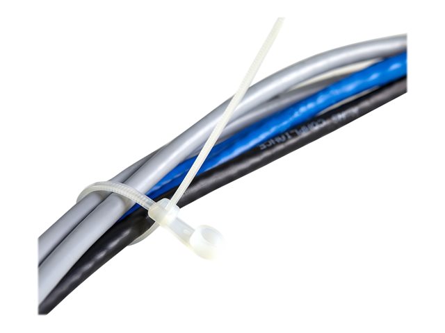 StarTech.com 20cm(8\") Cable Ties with Mounting Hole, 4mm(1/8\") wide, 52mm(2\") Bundle Diameter, 22kg(50lb) Tensile Strength, Nylon 66 Self Locking Ties with Screw Hole, UL Listed, 100 Pack - UL94 V-2 Rated - TAA (CBMZTS10N8) - Cable tie - 21.9 cm - white - TAA Compliant (pack of 100)