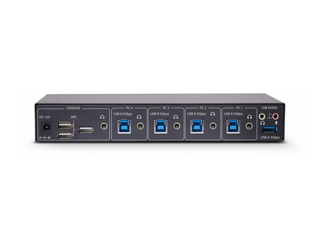 StarTech.com 4-Port KM Switch with Mouse Roaming, USB Switch for Keyboard/Mouse, 3.5mm and USB Audio, Peripheral Sharing for 4 Computers, USB 3.0 Switcher, TAA Compliant - Hotkey/Pushbutton Switching (P4A20132-KM-SWITCH) - Keyboard/mouse switch - 1 l