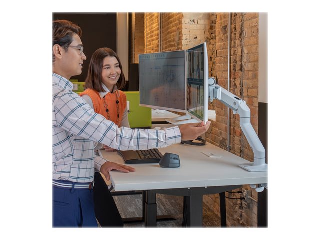 Ergotron HX - Mounting kit (handle, articulating arm, desk clamp mount, grommet mount, 2 pivots, hinge bow, extension) - Constant Force Technology - for 2 LCD displays - white - screen size: up to 32\"
