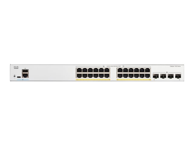 Cisco Catalyst 1300-24FP-4G - Switch - L3 - Managed - 24 x 10/100/1000 (PoE+) + 4 x Gigabit SFP - rack-mountable - PoE+ (370 W) - remanufactured