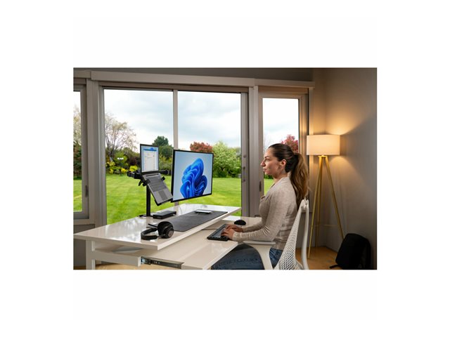 Kensington SmartFit Ergo Dual Extended Monitor Arm - Mounting kit - adjustable arm - for 2 monitors - metal - black - screen size: up to 32\" - desktop, C-clamp, grommet, desk-mountable