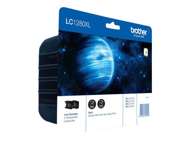 Brother LC1280XL Twin-Pack - 2-pack - black - original - blister with accoustic / electromagnetic alarm - ink cartridge - for Brother MFC-J5910DW, MFC-J6510DW, MFC-J6710DW, MFC-J6910DW