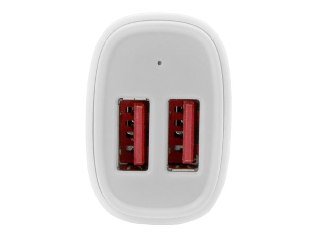 StarTech.com Dual Port USB Car Charger - 24W/4.8A White - Car power adapter - 24 Watt - 4.8 A - 2 output connectors (USB) - white - for P/N: USBLT1MW, USBLT1MWS, USBLT2MBR, USBLT2MW, USBLT30CMW, USBLTM1MBK, USBLTM1MWH