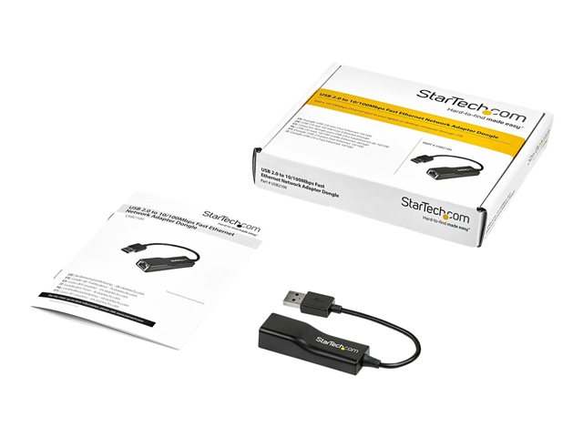 StarTech.com USB 2.0 to 10/100 Mbps Ethernet Network Adapter Dongle - USB Network Adapter - USB 2.0 Fast Ethernet Adapter - USB NIC (USB2100) - Network adapter - USB 2.0 - 10/100 Ethernet - black