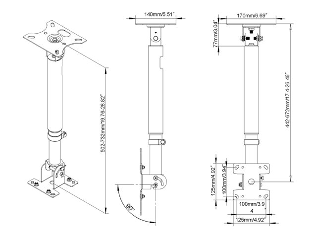 Vision - Mounting kit (ceiling mount, VESA plate) - for flat panel - steel - white, black - screen size: 10\"-34\" - mounting interface: 100 x 100 mm