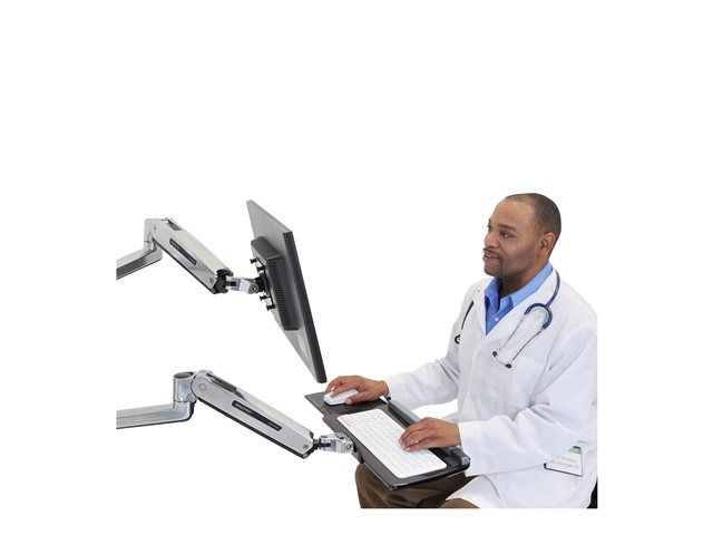 Ergotron LX - Mounting kit (sit-stand arm, extension, base, keyboard tray, slide-out mouse tray, wrist rest, mouse holder) - for keyboard / mouse - polished aluminium - wall-mountable - for P/N: 45-353-026