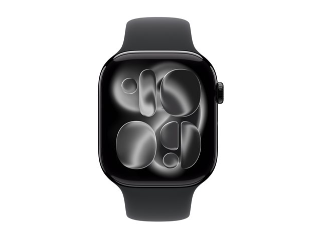 Apple Watch Series 11 GPS + Cellular 46mm Jet Black Aluminium Case with Black Sport Band - M/L