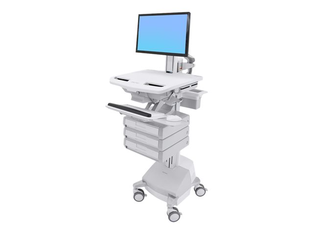 Ergotron StyleView Cart with LCD Pivot, SLA Powered, 3 Drawers - Cart - for LCD display / PC equipment - lockable - medical - aluminium, zinc-plated steel, high-grade plastic - screen size: up to 24\" - 66 Ah - Lead Acid - TAA Compliant