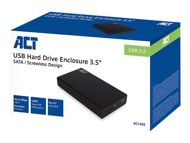 Storage enclosure - 3.5\" - SATA 6Gb/s - USB 3.2 (Gen 1) - zwart